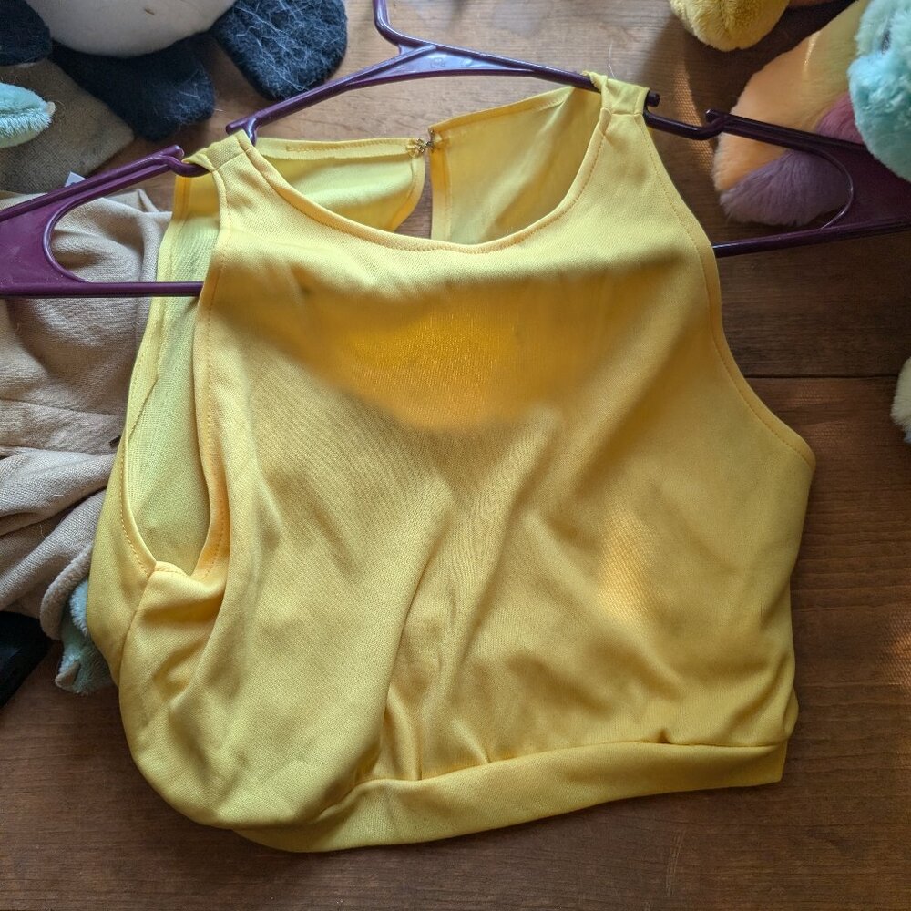 Yellow Crop Top and Green Skirt Rogue or Aquaman Halloween Costume